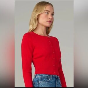 J.Crew Caryn Classic 100% Cotton Button Down Sweater Cardigan Red New! Medium